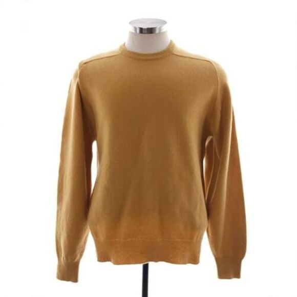 Alan Paine Mens Medium Mustard Long Sleeve Pullover Lamb Wool Crew Neck Sweater - Picture 1 of 9
